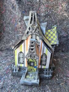lot 109 image: Haunted House Decorative Cardboard Birdhouse with Fabric Wings