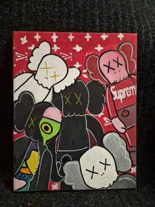 lot 119 image: Hand Painted on Canvas Cartoon Characters Red Black White 11 x 14