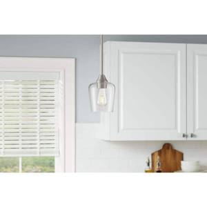 lot 12297 image: Hampton Bay Brushed Nickel Mini Pendant Light Clear Glass