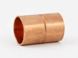 lot 12333 image: JW Solder Copper Fittings Coupling w Rolled Stop CxC 14in x 38in OD Bulk Lot