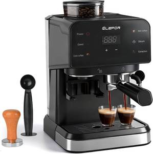 lot 2057 image: Elefor Espresso Machine 20 Bar, Coffee Maker with grinder Black