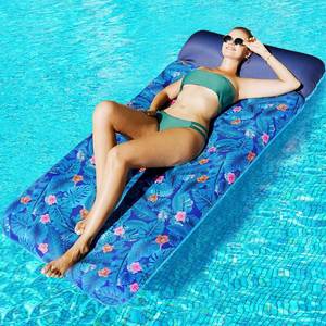 lot 2076 image: FindUWill Oversized Pool Float Lounger for Adults - 72 Extra Large Heavy Duty Pool Floats, Soft Fabric Covered Pool Rafts for Backyard, Lake & Beach