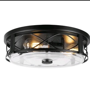 lot 2077 image: Rosient ROS578L 16 Inch 3-Light Black Round Flush Mount Ceiling Light Indoor