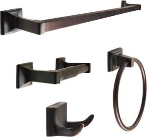 lot 2078 image: SENTO CELLAR Classic Bathroom Accessories Set, Heavy Duty Metal Bath Hardware Set Wall Mounted, Includes Robe Hook, Standard Toilet Paper Holder, Towel Ring, 24 Towel Bar (4-Piece, Oil-Rubbed Bronze)