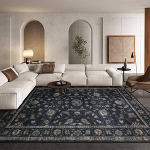 lot 2081 image: $110 Wonnitar Vintage Floral Rugs for Living Room, Washable 8x10 Area Rugs, Low Pile Non Slip Stain Resistant Rugs for Bedroom Dining Room Home Office Department,(Black,8x10)