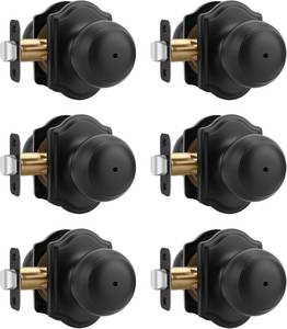 lot 2087 image: Haidms Matte Black Door Knobs Interior, Bedroom Door knobs & Bathroom, Black Interior Door Knobs 6 Pack