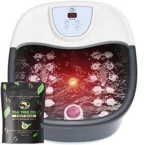 lot 2100 image: ECARBME Foot Spa Bath Massager with Heat, 22 Manual Massage Rollers, Adjustable Temperature 95 118 F, Bubbles & Vibration, Epsom Salt Included, Foot Soaking Tub for Relaxation - Black