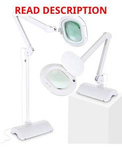 lot 2103 image: $240 Brightech Lightview Pro LED 2-in-1 Magnifier Floor or Desk Lamp (2.25x) 5 Diopter - White - ONE SIZE