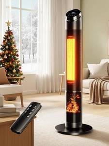 lot 2105 image: $150 Uthfy 38 Space Heater for Indoor Use, Electric Room Heater with Flame Effect, 120  Oscillation, 24H Timer, Remote Control, Thermostat & ECO Mode, Tip-over & Overheat Protection for Large Rooms