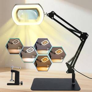 lot 3118 image: 12X Magnifying Glass with Light and Stand, Desk Magnifier, Black