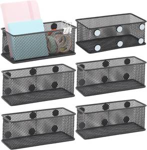 lot 3121 image: EASEPRES Magnetic Pencil Holder Set of 6 - Black Wire Mesh Storage Baskets Organizer with Strong Magnets - Perfect for Whiteboard, Refrigerator and Locker Accessories