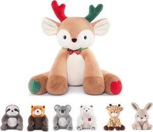 lot 5259 image: Niuniu Daddy 14  3.5 Pound Deer Weighted Stuffed Animals, Heavy Moose Sleeping Plush Toys for Kids Adults, Weighted Beads for Stuffed Animal Body Pillow for Cuddling Gift Birthday Christmas Holiday