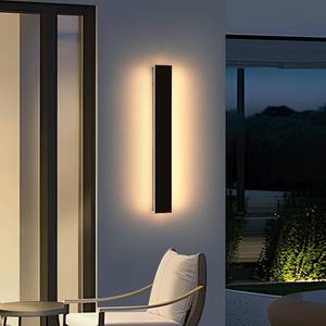lot 5260 image: Outdoor Modern Wall Lights, 31.4inch Exterior Wall Sconces, 3 Color Lights 3000K4500K6000K, Black Minimalist, IP65 Waterproof, Linear Long Wall Mount Lamps for House, Patio, Garage