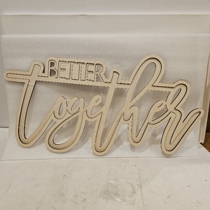 lot 5262 image: Better Together Wooden Backdrop Sign Wedding Chair Decor Wall Photo Prop  Unfinished wood 22.4in, Better Together letter, wedding chairs backdrop decor, photo booth display, wall hanging accent