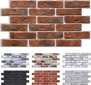 lot 5286 image: Commomy 3D Faux Brick Wall Panels Peel and Stick 12 pcs 22.8 x 11.8 Red