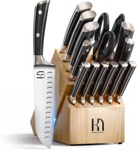 lot 5287 image: $170 KnifeSaga Japanese 15-pc Kitchen Knife Block Set, Razor Sharp, Professional