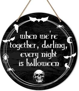 lot 7110 image: Dark Romantic Wall Decor, Gothic Decor for Home Bedroom Halloween Hanging Sign Wall Decorations, Wedding Valentine Couple Gift for Her Him, Every Night is Halloween
