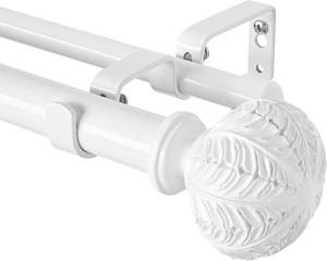 lot 8002 image: 1 Inch Double Curtain Rods, White, 66 to 120 Inches