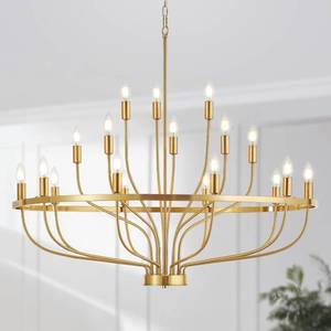 lot 8007 image: $264 39.4 Large Gold Chandelier, 18-Light Modern Candle Light Fixture