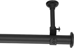 lot 8014 image: YunNephele Ceiling Curtain Rod 56-108 inch Matte Black,Adjustable Metal Single Window Curtain Rods Set,1 inch diameter Hanging Wall Mount Drapery Rod
