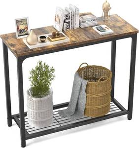 lot 8023 image: Ecoprsio Small Console Table Sofa Table with Mesh Shelves, 2 Tier Entryway Table Foyer Table for Entryway, Front Hall, Hallway, Sofa, Couch, Living Room, Bar, Kitchen, 32 Inch, Rustic Brown