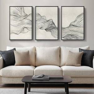 lot 8030 image: $110 Large Framed Neutral Modern Abstract Wall Art for Living Room, 30x60 Inch