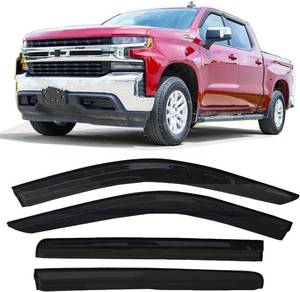 lot 8037 image: Tape-On Side Window Vent Visor Deflectors Rain Guards for ChevroletChevy Silverado 1500 & for GMC Sierra 1500 2019 2020 2021 2022, Crew Cab Pickup Truck Accessories - 4 Piece Set