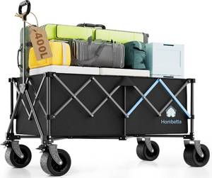 lot 8049 image: $110 48 XL Collapsible Wagon Cart, 560 lbs Capacity Heavy Duty Folding Wagon with 7 All-Terrain Wheels, Foldable Utility Wagon for Camping, Garden, Shopping, Sports & Moving