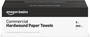 lot 8054 image: Amazon Basics 1-Ply White Hardwound Paper Towels  Bulk  High Capacity Roll  Compatible with Universal Dispensers  FSC Certified  800 feet per Roll (6 Rolls) (Previously AmazonCommercial)