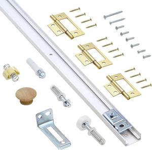 lot 8058 image: Elfthloo 36in Bifold Door Hardware Kit, One-Piece Track, Steel  One-piece seamless track eliminates alignment issues. Used for closet, bifold, accordion door repair. DIY-friendly.