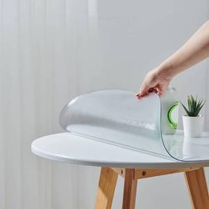 lot 8060 image: Frosted Round Table Cover Protector 44 Inch, 2.0mm Vinyl Desk Cover