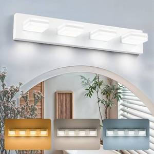 lot 8062 image: VONLUCE LED Bathroom Light Fixture, 4-Light Modern Vanity Light, White