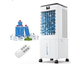 lot 8063 image: Mobile Air Conditioner without Exhaust Hose, 10 L Air Cooler 60 W, 4-in-1 Evaporative Cooler with 12H Timer, 4 Modes, 120  Oscillation, Removable Water Tank for Bedroom, Office and Home