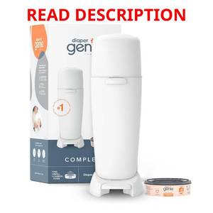 lot 8065 image: Diaper Genie Complete Diaper Pail (White)   Holds 270 Newborn Diapers