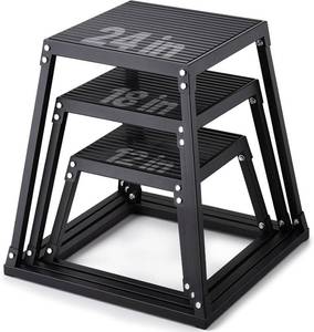 lot 8073 image: $120 VEVOR Plyometric Jump Box, 18 Inch Plyo Box, Steel Plyometric Platform and Jumping Agility Box, Anti-Slip Fitness Exercise Step Up Box for Home Gym Training, Conditioning Strength Training