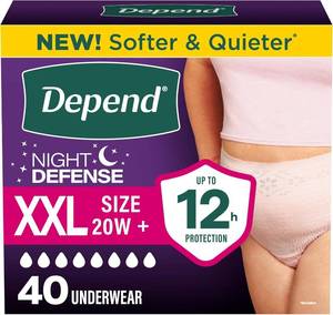 lot 8075 image: Depend Night Defense Adult Diapers for Women, XXL, 40 Count