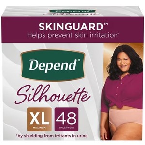 lot 8079 image: Depend Silhouette Adult Incontinence Underwear for Women, XL, Pink, 48Ct