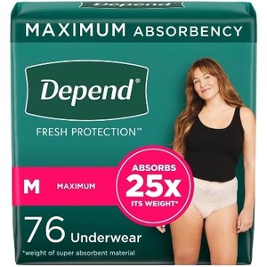 lot 8082 image: Depend Fresh Protection Adult Incontinence & Postpartum Underwear for Women - Maximum Absorbency - M - Blush - 76ct