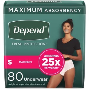 lot 8086 image: Depend Fresh Protection Adult Incontinence Underwear for Women, Maximum, S, Blush, 80Ct