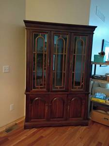 lot 904 image: China Cabinet with Bottom Storage and Lights Up.   79 x 51 x 15