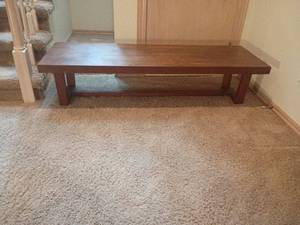 lot 932 image: Teak Wood Coffee Table.  13 x 60 x 20.  Located in basement