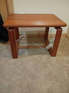 lot 940 image: Teak Wood Table.  20 x 29 x 22.   Located in basement