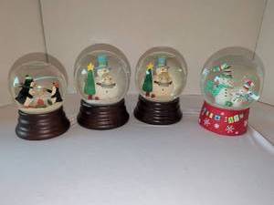 lot 1108 image: Holiday Snow Globes Lot of 4 Christmas Decorative, most are 6x4