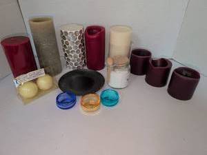 lot 1128 image: Candle lot. Pillar Candles, Votive Holders, Decorative Items