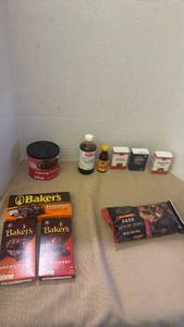 lot 1252 image: Baking Ingredients Lot Kroger Cocoa Vanilla Extract Spices Chocolate