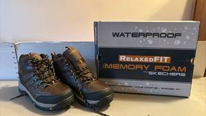 lot 1303 image: Skechers Relaxedfit Memory Foam Waterproof Hiking Boots Size 8.5 SN 65529