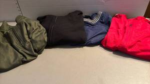 lot 1312 image: Clothing Lot 4 Jackets Red Black Navy Green Zip-Up