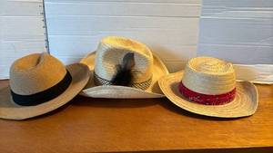 lot 1322 image: 3 Straw Hats with Bands
