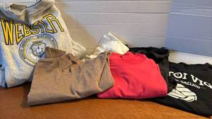 lot 1328 image: Five shirts  Med and one sweatshirt- L