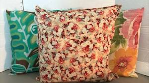 lot 1402 image: Decorative Throw Pillows Lot of 3 Floral and Abstract Patterns